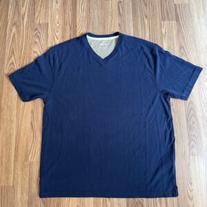 Burma Bibas Shirt Mens Large Navy Blue Short Sleeve V Neck Outdoors Soft - LKNW